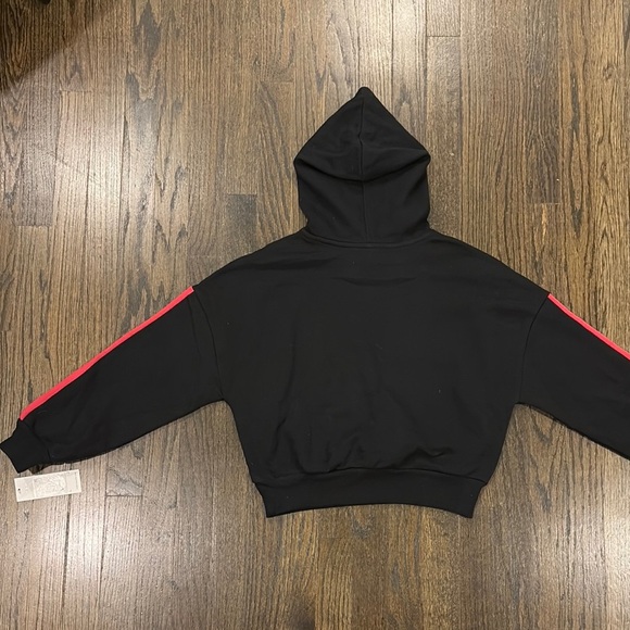 NWT Black Cropped Hoodie with Red and White Stripes by Habitual (size 12) - Picture 6 of 7